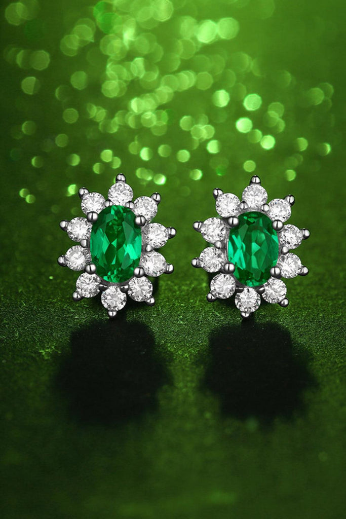 1 Carat Lab-Grown Emerald Stud Earrings - Tropical Daze