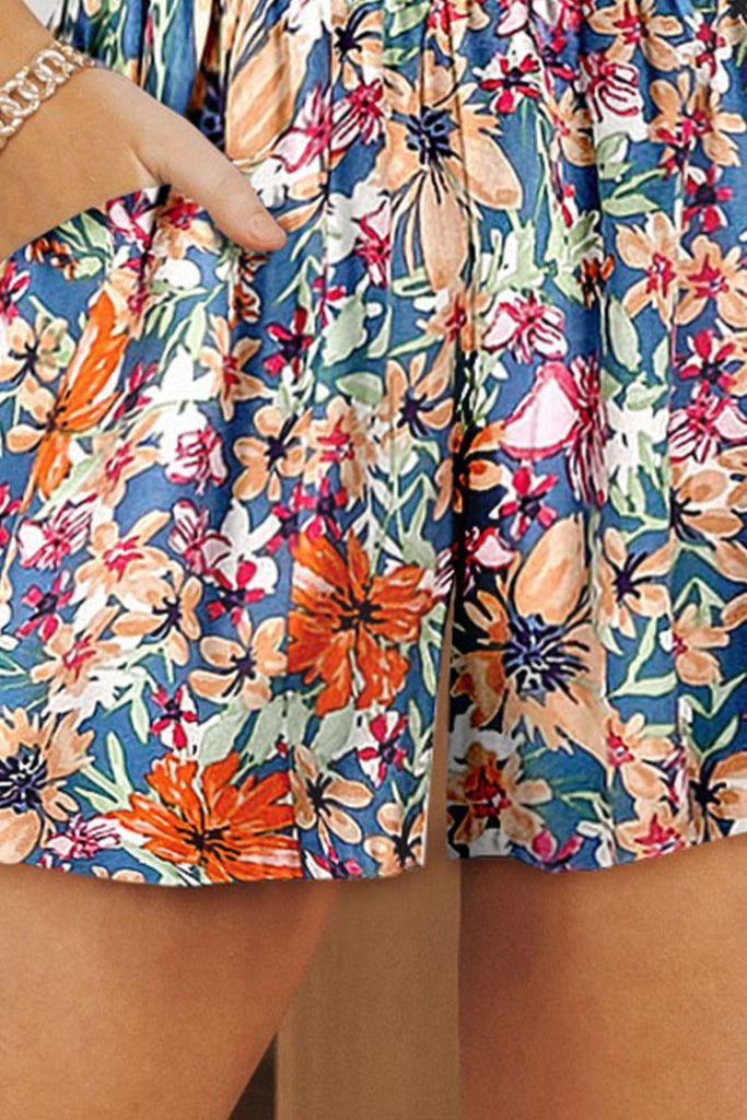 Floral High Waist Shorts with Pockets - Tropical Daze