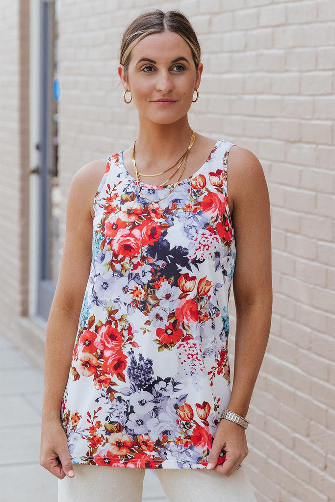 Floral Round Neck Tank - Tropical Daze