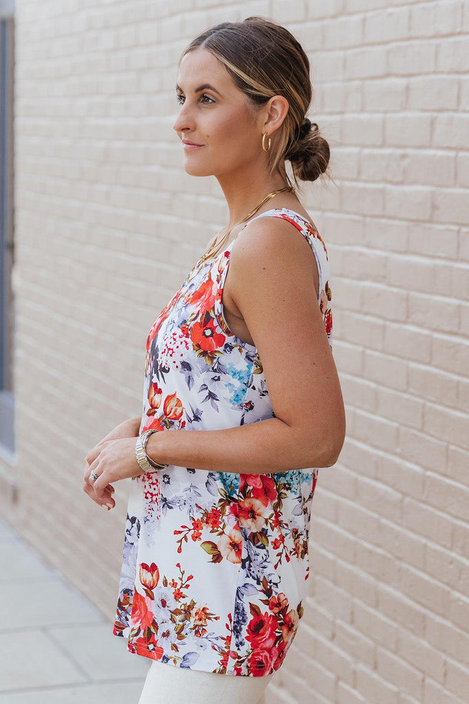 Floral Round Neck Tank - Tropical Daze