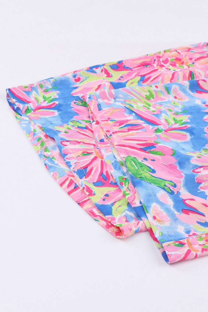 Floral Smocked Square Neck Jumpsuit with Pockets - Tropical Daze