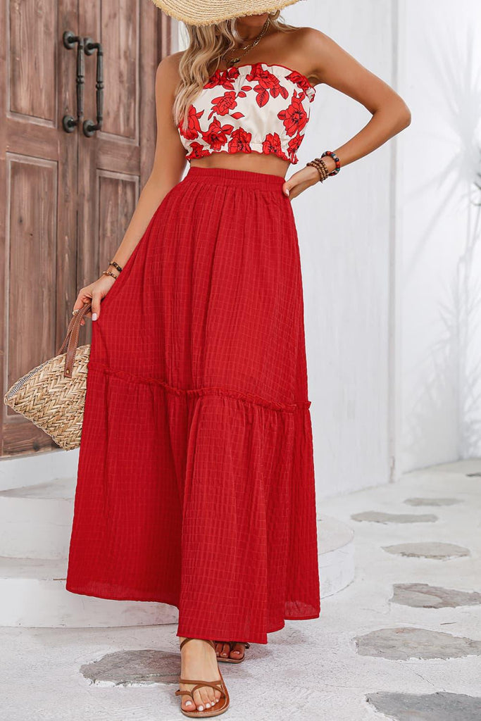 Floral Tube Top and Maxi Skirt Set - Tropical Daze