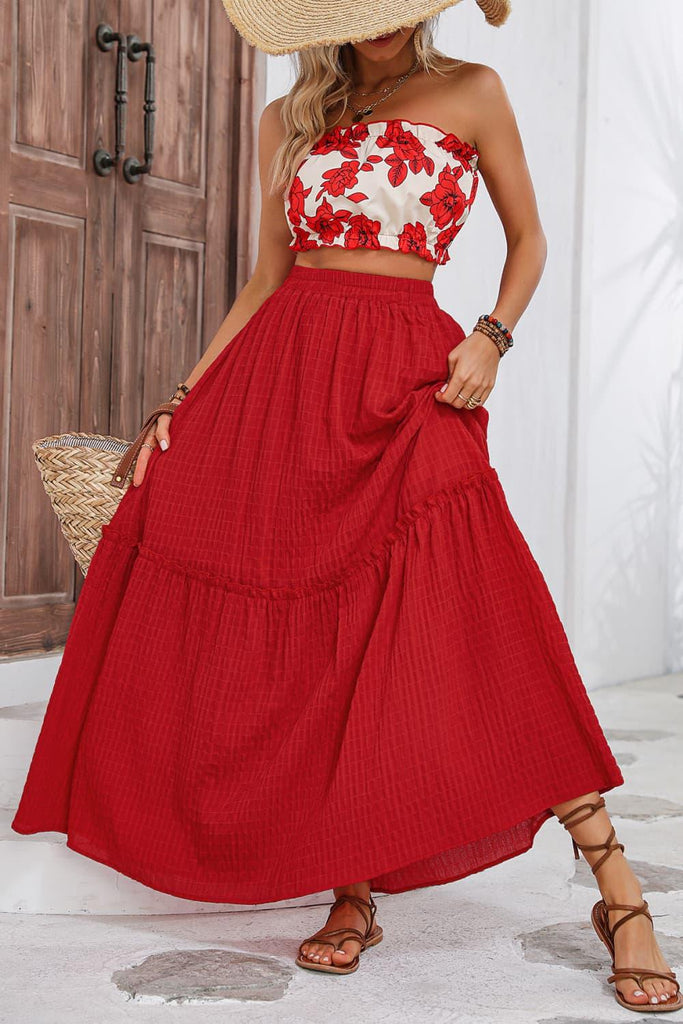 Floral Tube Top and Maxi Skirt Set - Tropical Daze