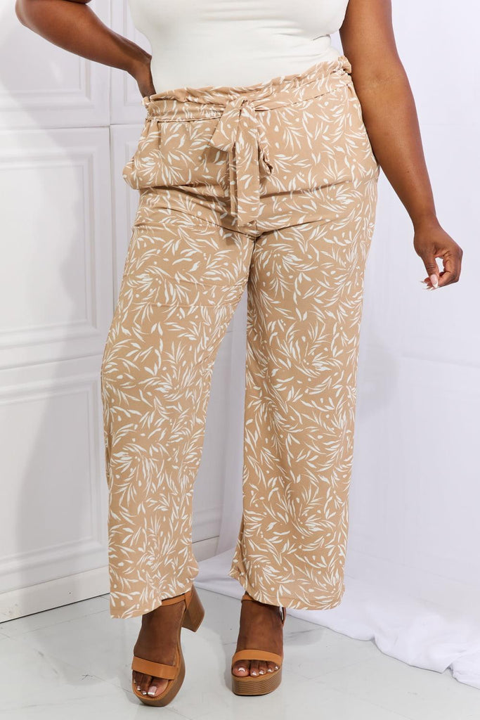 Heimish Right AngleGeometric Printed Pants in Tan - Tropical Daze