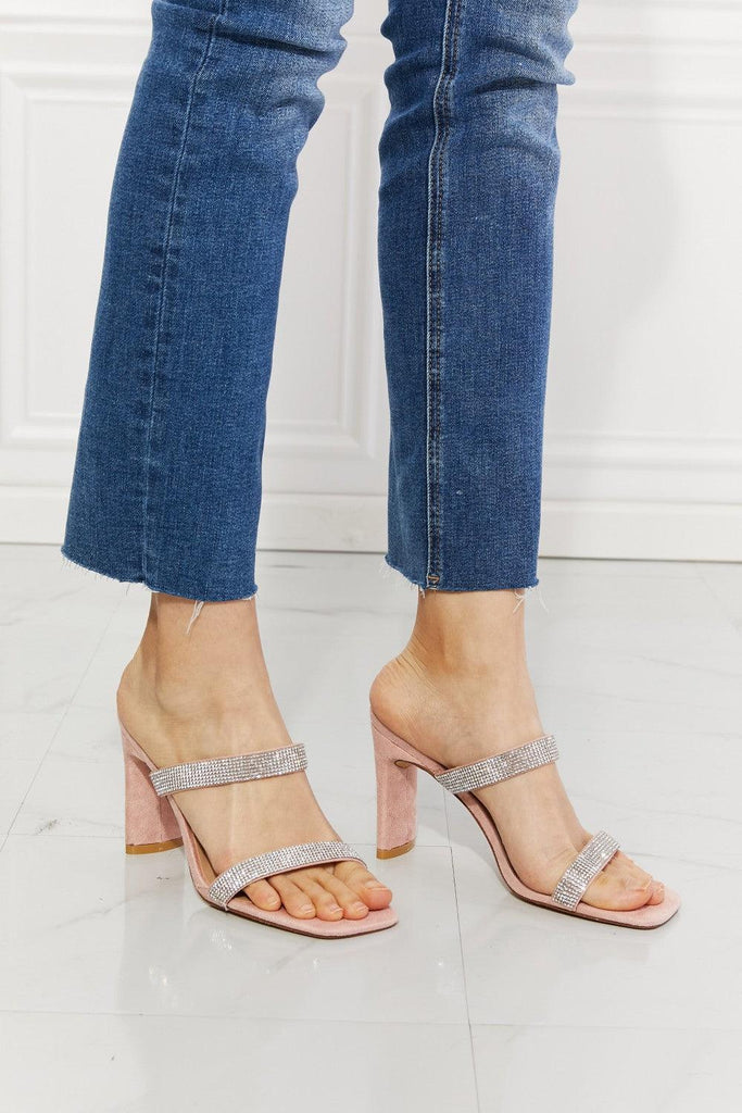 MMShoes Leave A Little Sparkle Rhinestone Block Heel Sandal in Pink - Tropical Daze