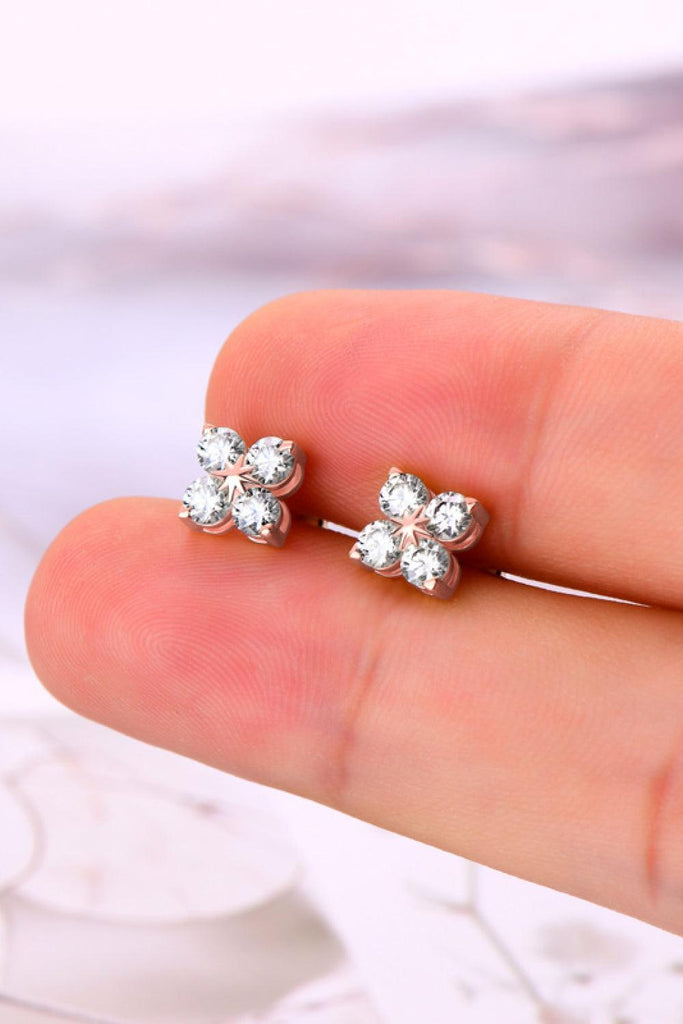 Moissanite 925 Sterling Silver Four-Leaf Clover Shape Earrings - Tropical Daze