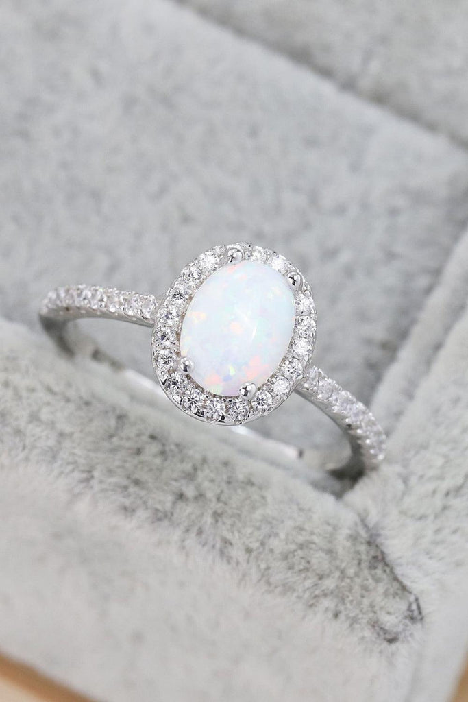 Opal 925 Sterling Silver Halo Ring - Tropical Daze