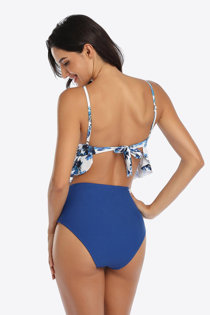 Tropical Print Ruffled Two-Piece Swimsuit - Tropical Daze