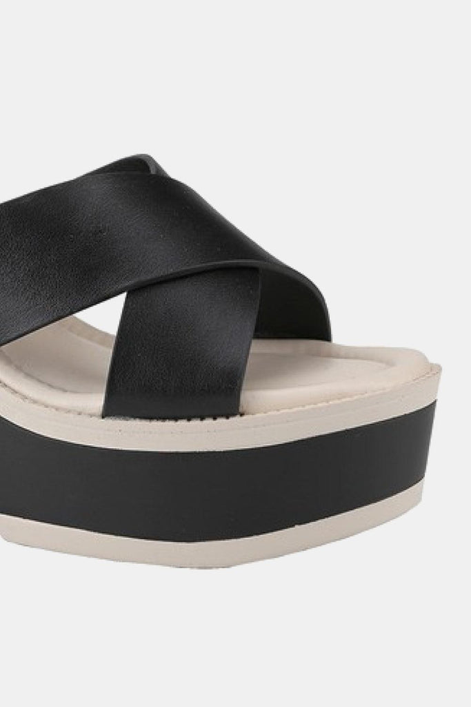 Weeboo Cherish The Moments Contrast Platform Sandals in Black - Tropical Daze