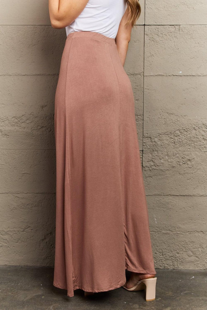 Culture Code For The Day Full Size Flare Maxi Skirt in Chocolate - Tropical Daze