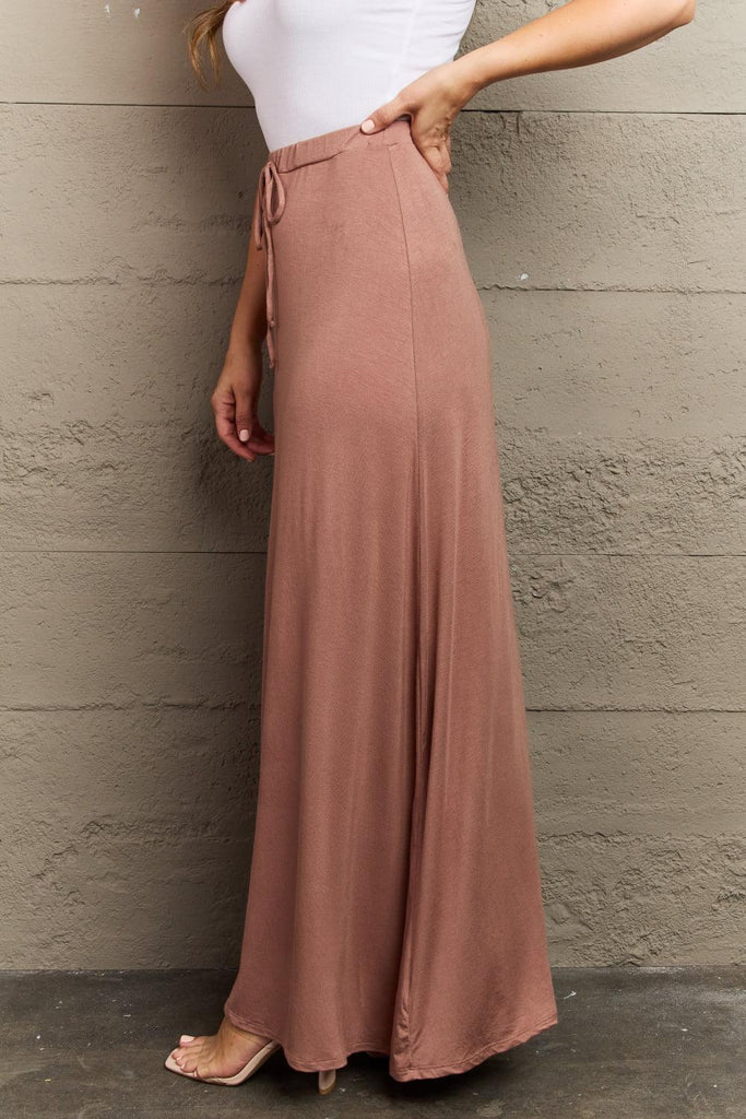 Culture Code For The Day Full Size Flare Maxi Skirt in Chocolate - Tropical Daze