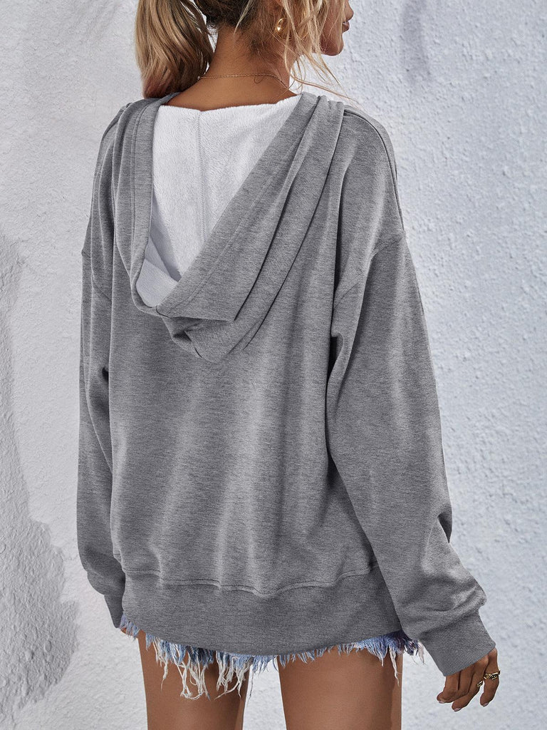 Dropped Shoulder Slit Hoodie - Tropical Daze