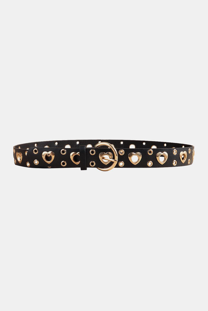 Heart Shape Alloy Detail PU Leather Belt - Tropical Daze