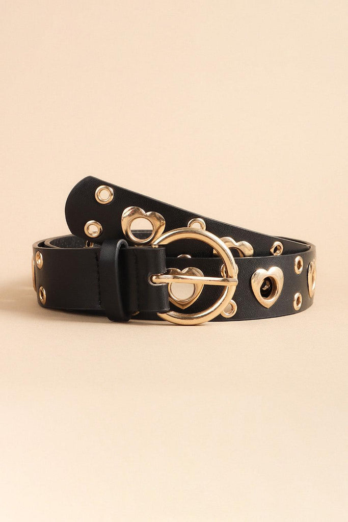 Heart Shape Alloy Detail PU Leather Belt - Tropical Daze