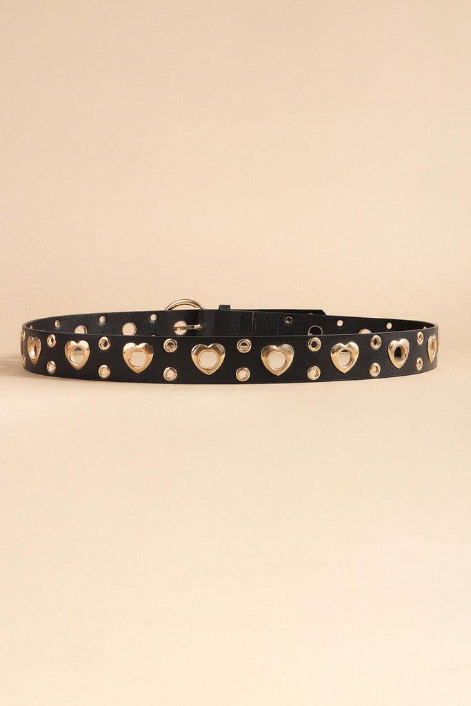 Heart Shape Alloy Detail PU Leather Belt - Tropical Daze