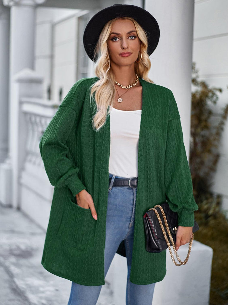 Open Front Dropped Shoulder Longline Cardigan - Tropical Daze