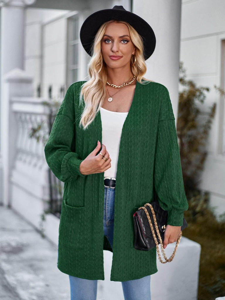 Open Front Dropped Shoulder Longline Cardigan - Tropical Daze