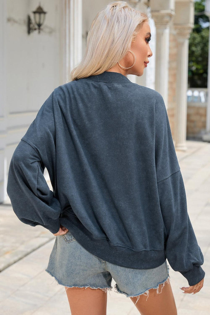 Round Neck Dropped Shoulder Sweatshirt - Tropical Daze