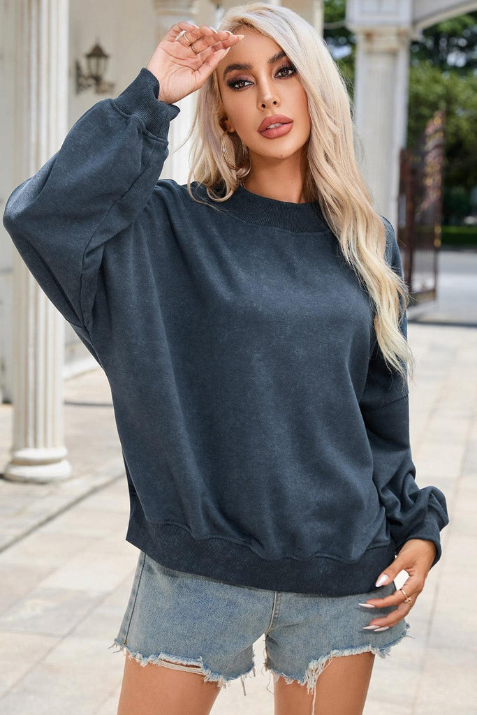 Round Neck Dropped Shoulder Sweatshirt - Tropical Daze