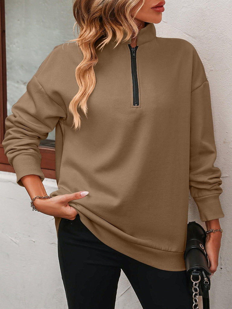 Zip-Up Dropped Shoulder Sweatshirt - Tropical Daze